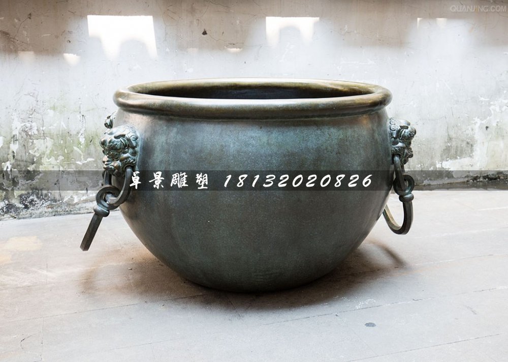水缸銅雕,仿古銅水缸