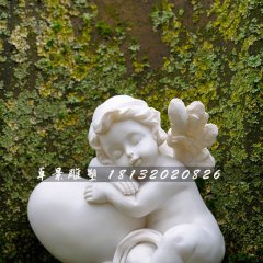 睡覺的小天使石雕，公園漢白玉人物石雕