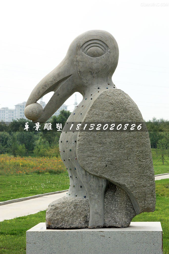 烏鴉石雕,公園動物石雕