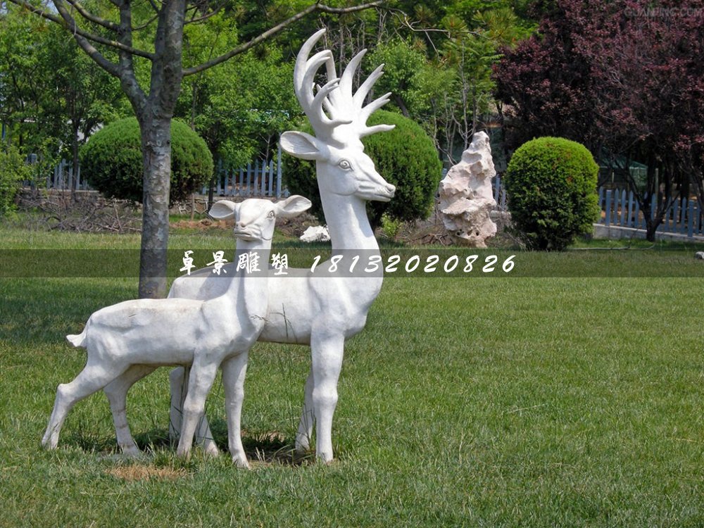 小鹿石雕,公園動物石雕