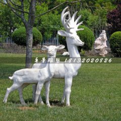 小鹿石雕,公園動物石雕