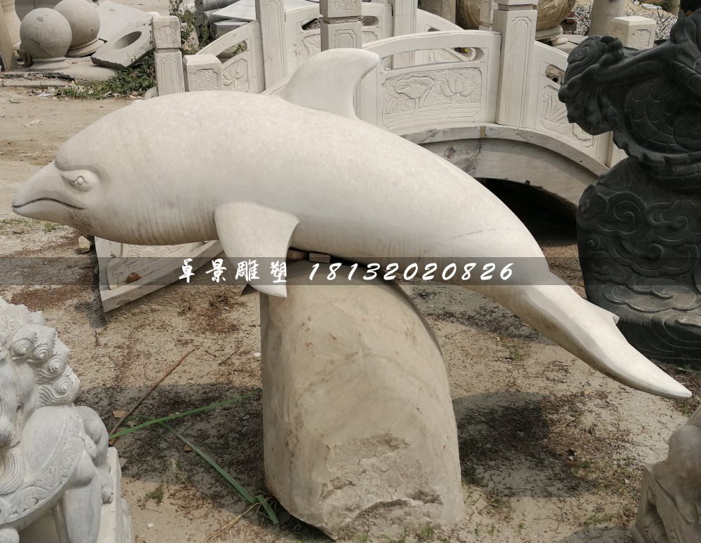 白海豚石雕,公園動物石雕