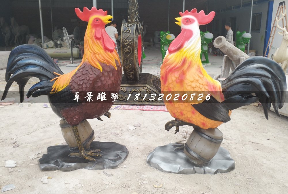 公雞雕塑,玻璃鋼彩繪動物雕塑 (1)