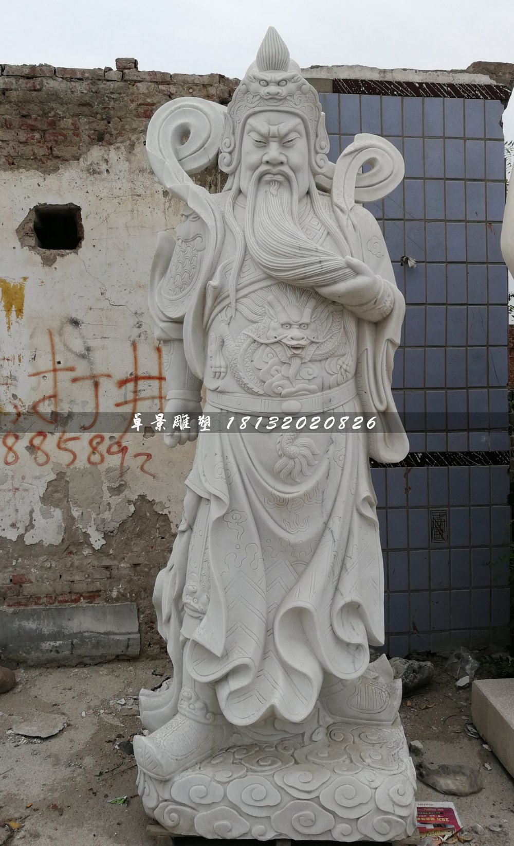 關(guān)公石雕,大理石武財(cái)神雕塑 (1)