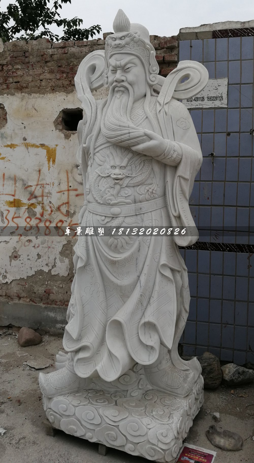關(guān)公石雕,大理石武財(cái)神雕塑 (2)