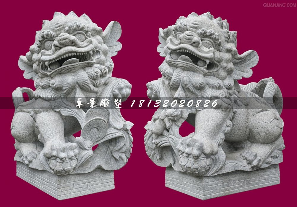 南獅石雕,大理石獻錢獅