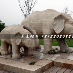 母子象石雕,公園動物石雕