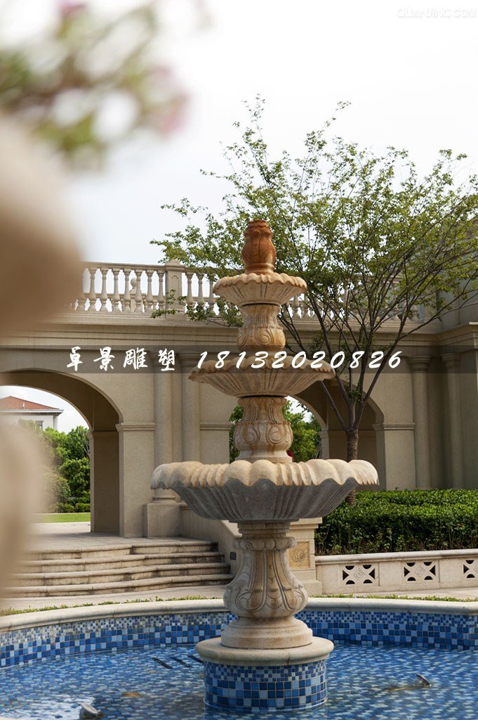 歐式噴泉石雕,公園三層噴泉石雕 (1)
