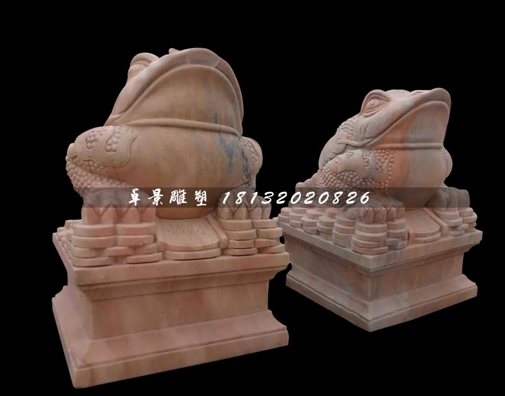 金蟾石雕,晚霞紅金蟾雕塑 (4)