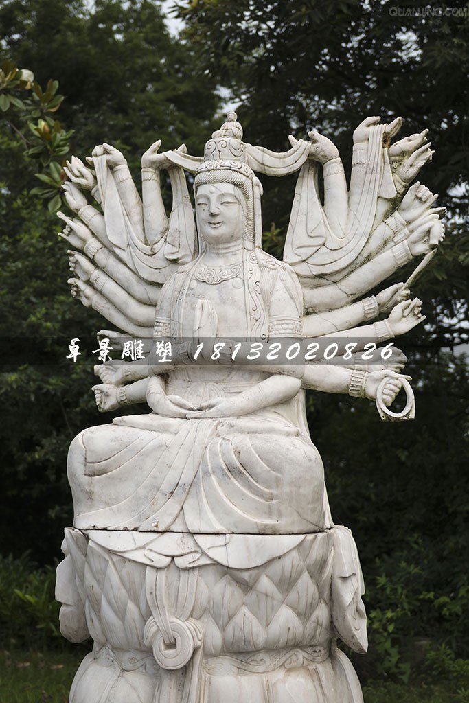 千手觀音石雕,大理石坐式觀音雕塑