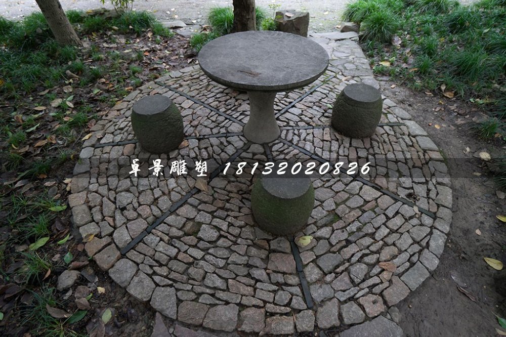 青石圓桌圓凳,公園桌椅石雕
