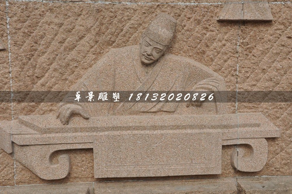 石浮雕,古人彈古箏石浮雕 (2)