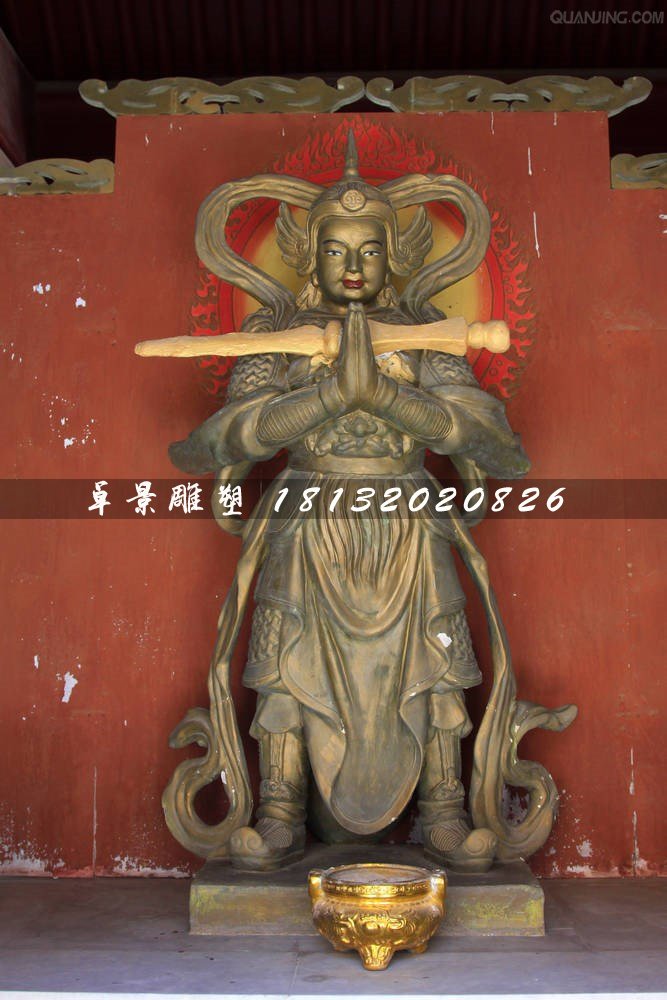 韋陀菩薩銅雕,寺廟銅韋陀雕塑