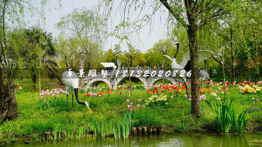 仙鶴雕塑,玻璃鋼仿真仙鶴雕塑