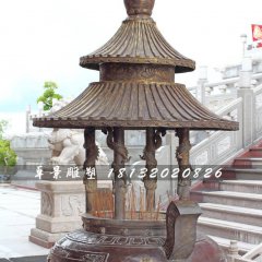 香爐銅雕，寺廟三足銅香爐