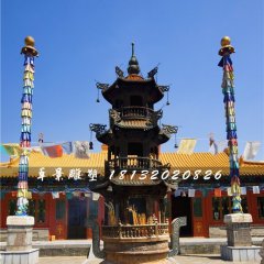 寺廟銅香爐，三足香爐銅雕