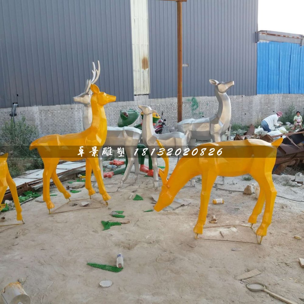 玻璃鋼小鹿雕塑,抽象動物雕塑 (1)