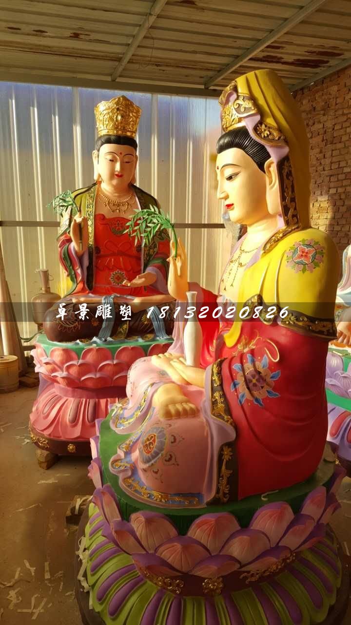 彩繪觀音雕塑,玻璃鋼佛像雕塑 (1)