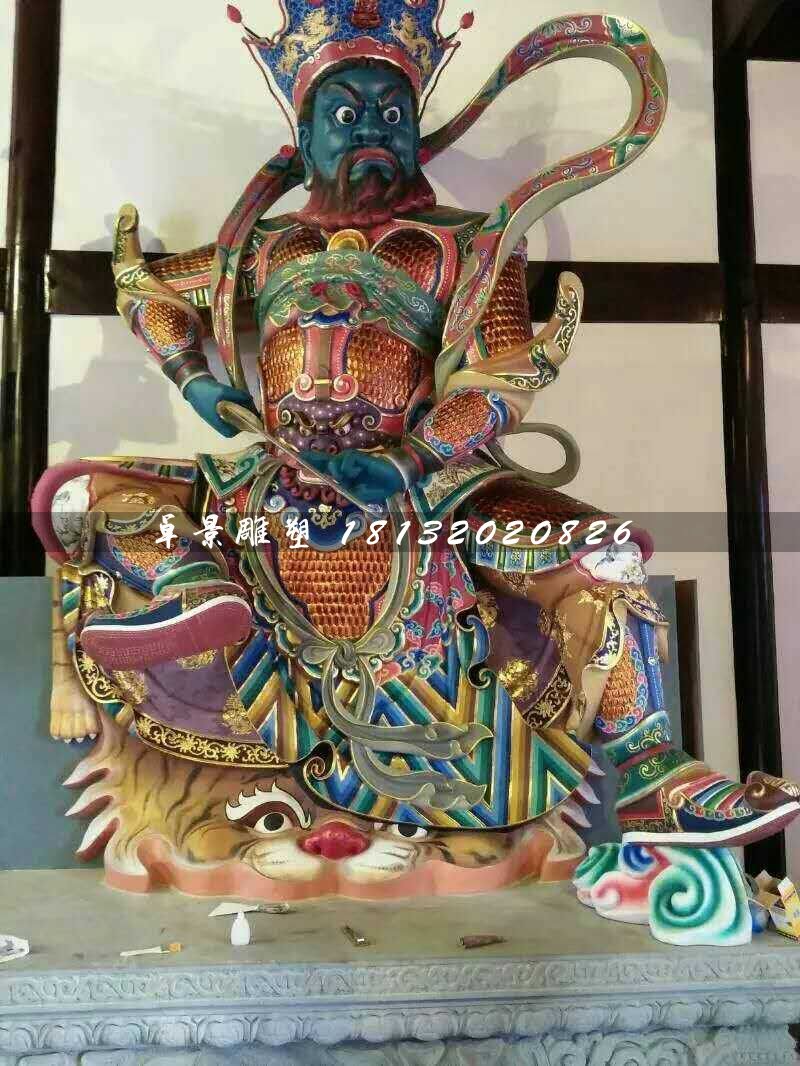 彩繪四大天王雕塑,玻璃鋼神仙雕塑 (4)