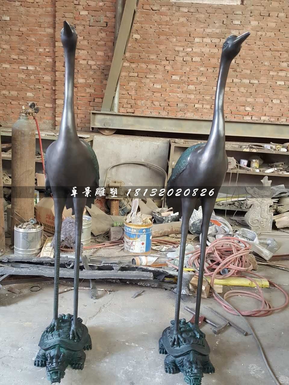龜鶴延年銅雕,仙鶴銅雕