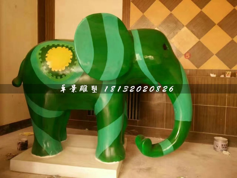 卡通小象雕塑,玻璃鋼彩繪動(dòng)物雕塑 (1)