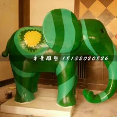 卡通小象雕塑，玻璃鋼彩繪動物雕塑