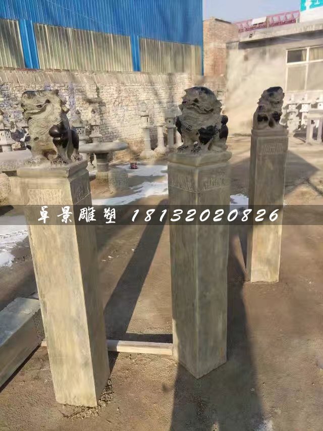 拴馬樁石雕,青石仿古柱子 (6)