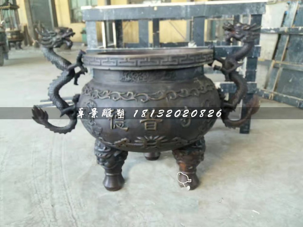 寺廟銅香爐,三足香爐雕塑