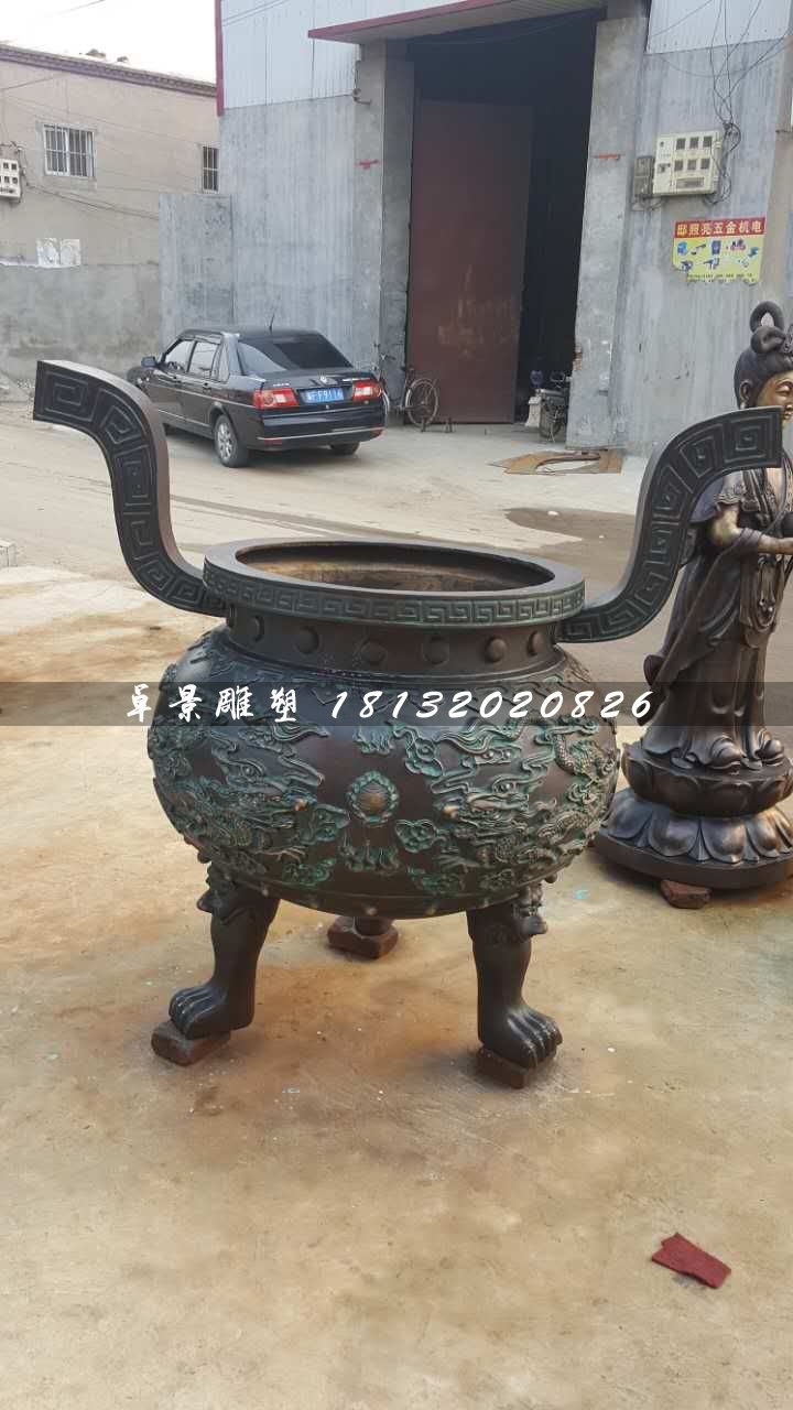 香爐雕塑,寺廟三足銅香爐