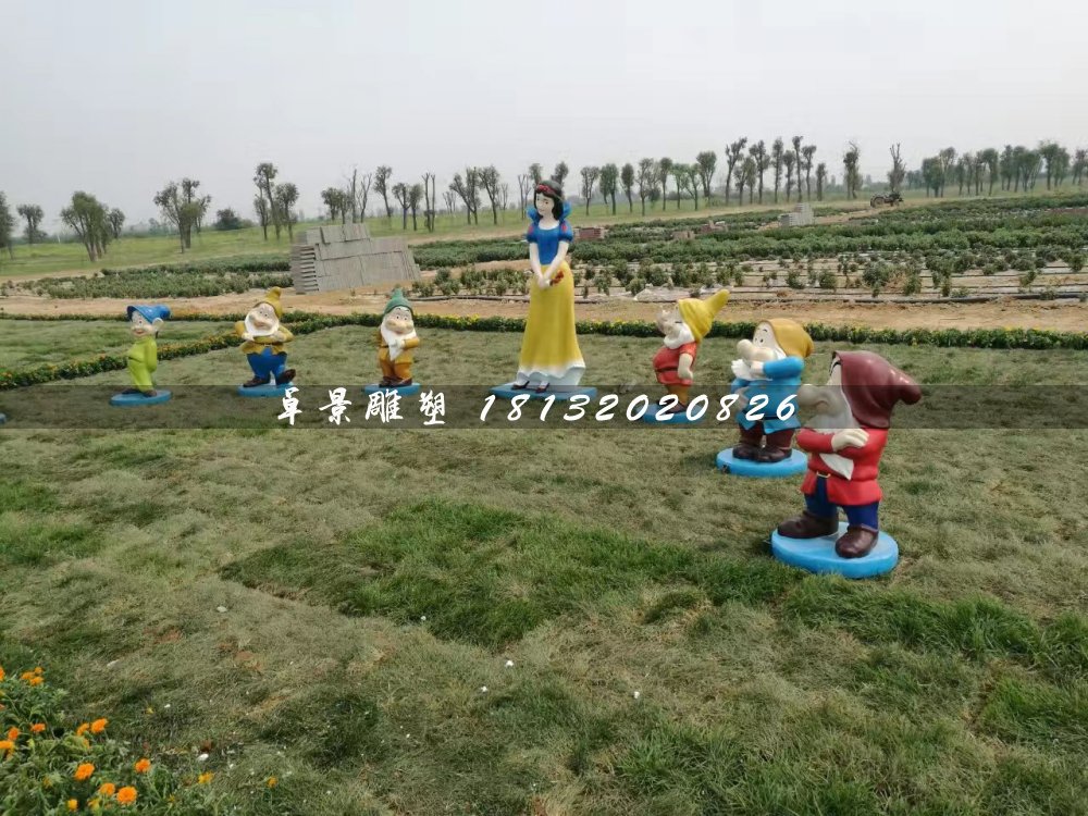 白雪公主與小矮人雕塑,卡通人物雕塑