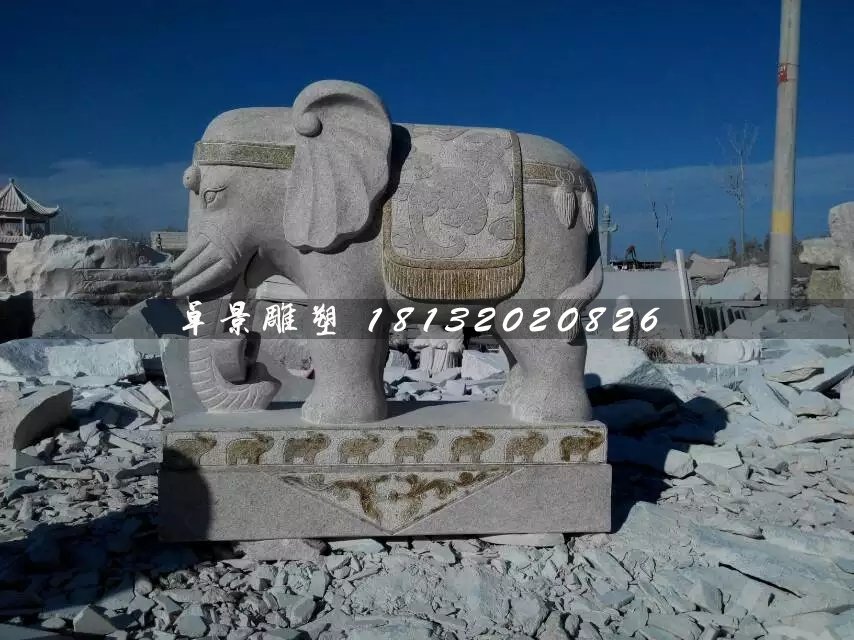 大象石雕,大型動物石雕 (2)
