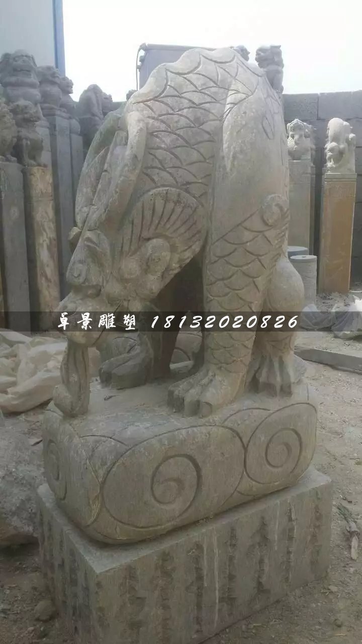 大理石負屃雕塑,神獸石雕 (1)