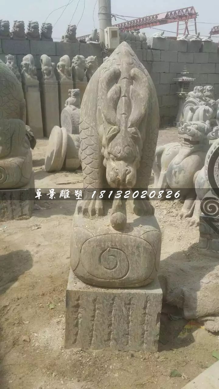 大理石負屃雕塑,神獸石雕 (2)