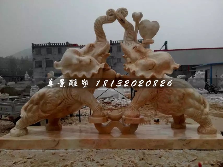 晚霞紅大象石雕,如意象石雕 (3)