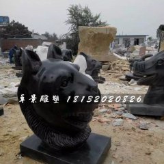 十二生肖獸首石雕，公園動物石雕