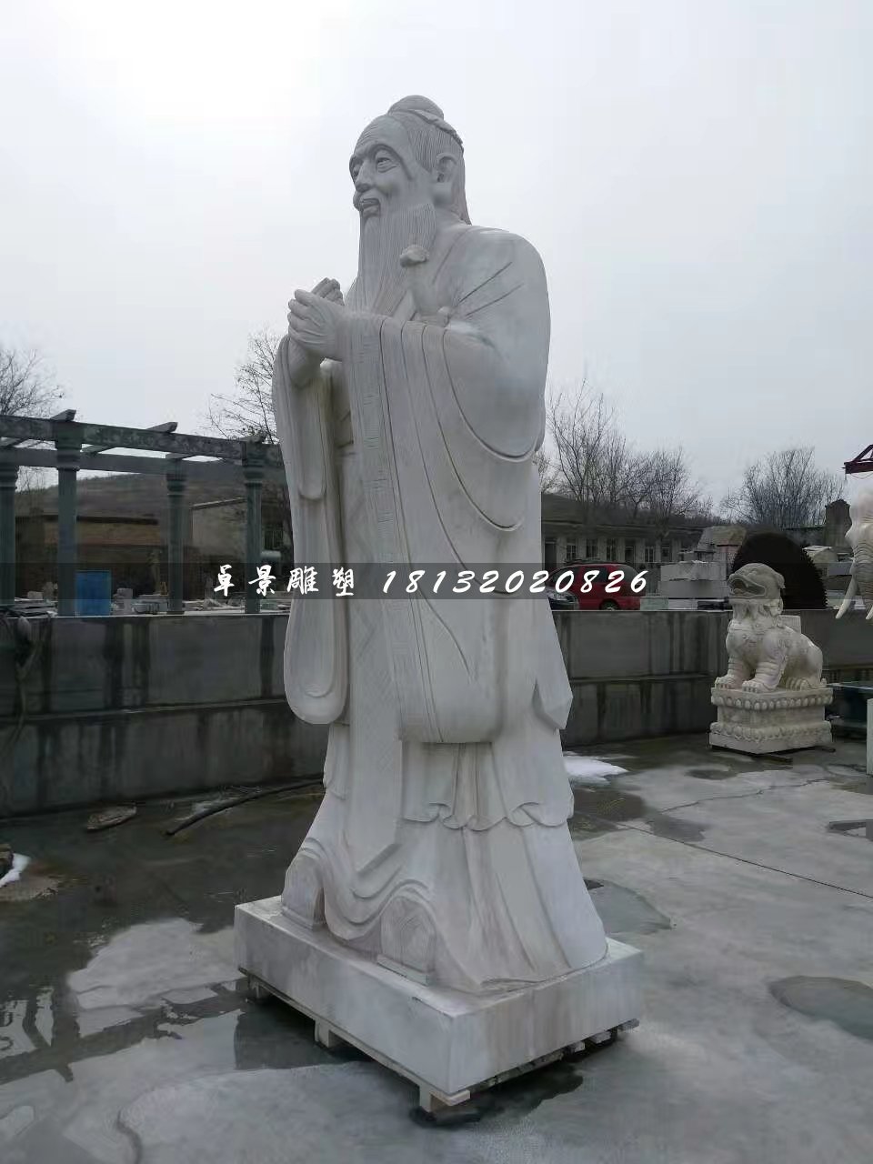 石雕孔子,大理石古代名人石雕 (2)