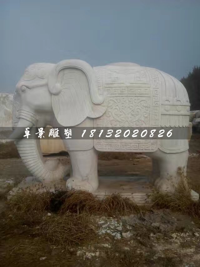 漢白玉大象石雕,馱寶大象石雕 (3)