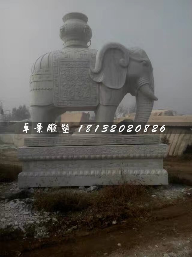 漢白玉大象石雕,馱寶大象石雕 (2)