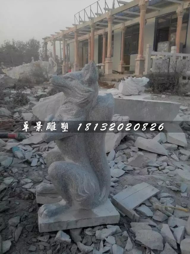 狐貍石雕,大理石動物雕塑