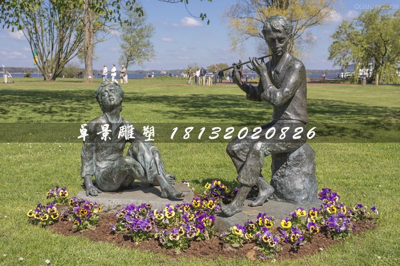 吹笛子銅雕,公園景觀銅雕