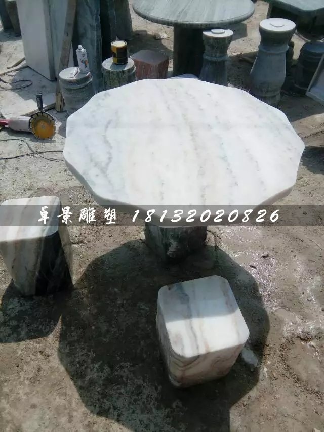大理石桌子雕塑,公園桌椅石雕