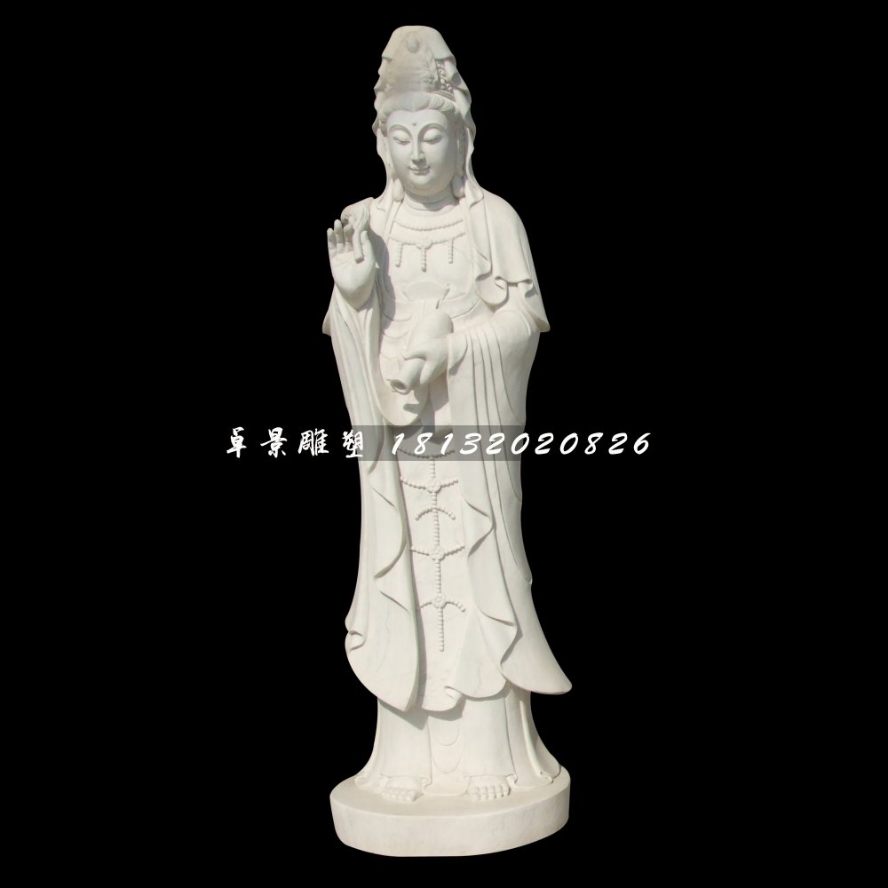 觀世音菩薩石雕,立式佛像 (2)