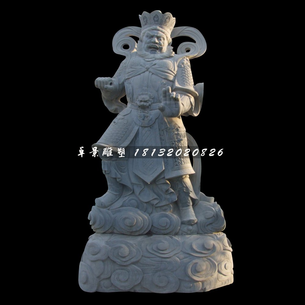 青石四大天王雕塑,石雕神仙 (2)