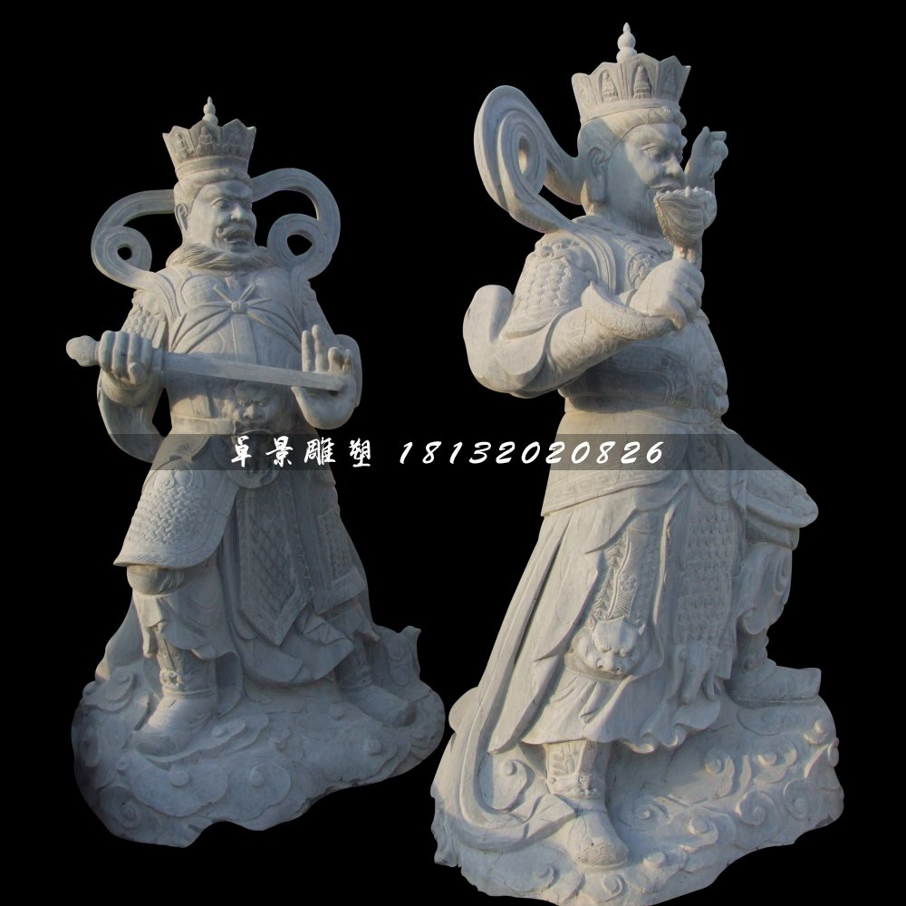 青石四大天王雕塑,石雕神仙