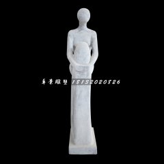 沉思的少女石雕，公園抽象人物石雕