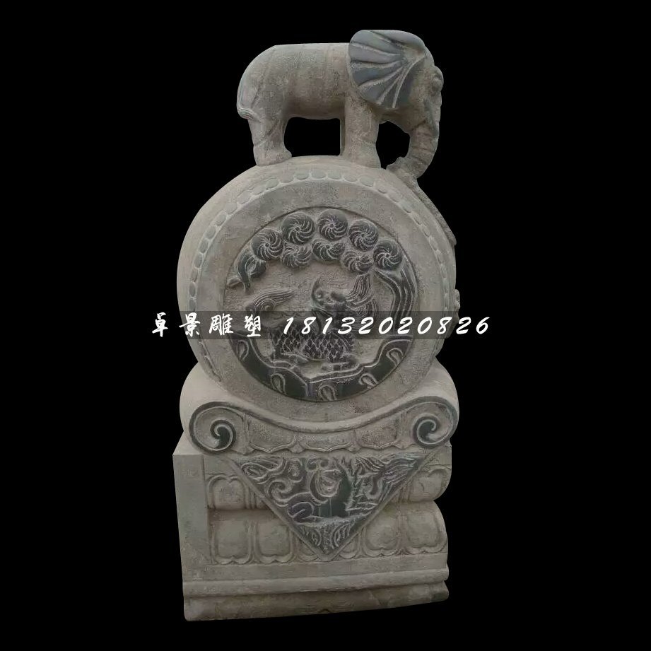 大象門墩石雕,仿古石抱鼓雕塑