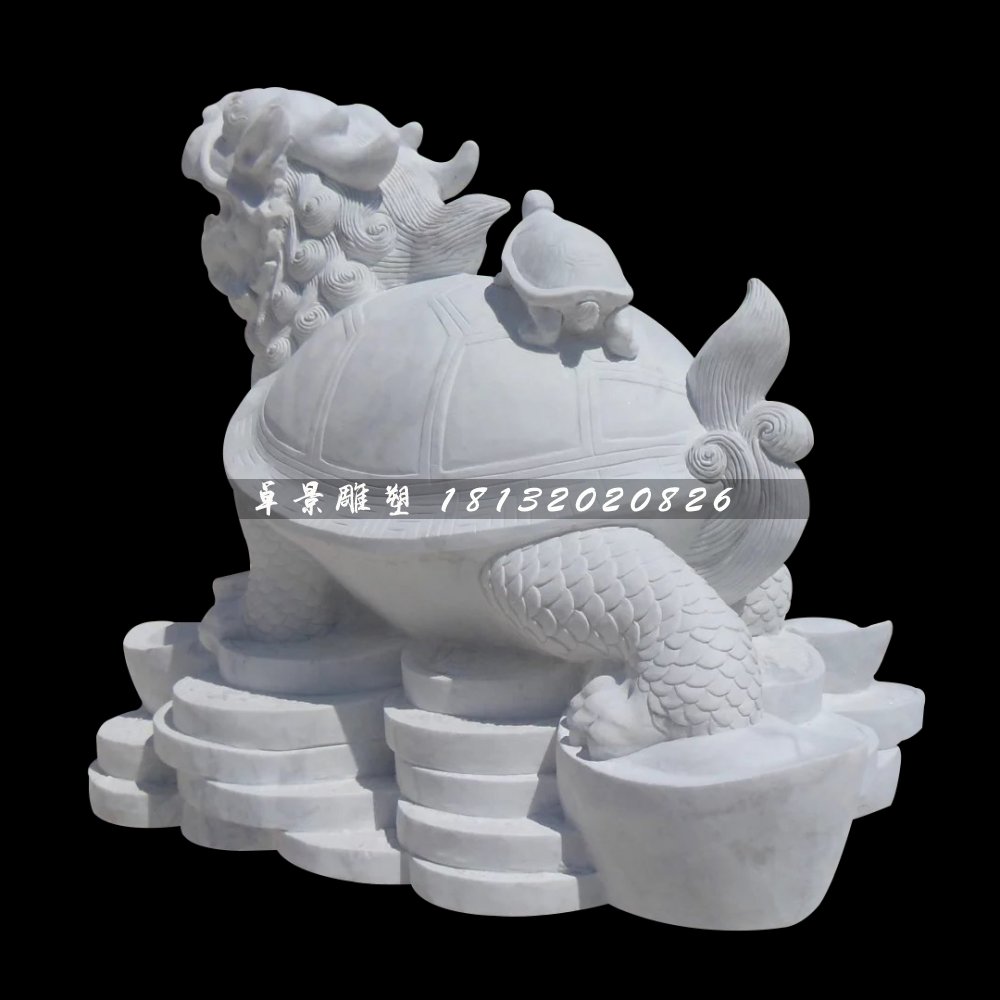 龍龜石雕,漢白玉神獸雕塑