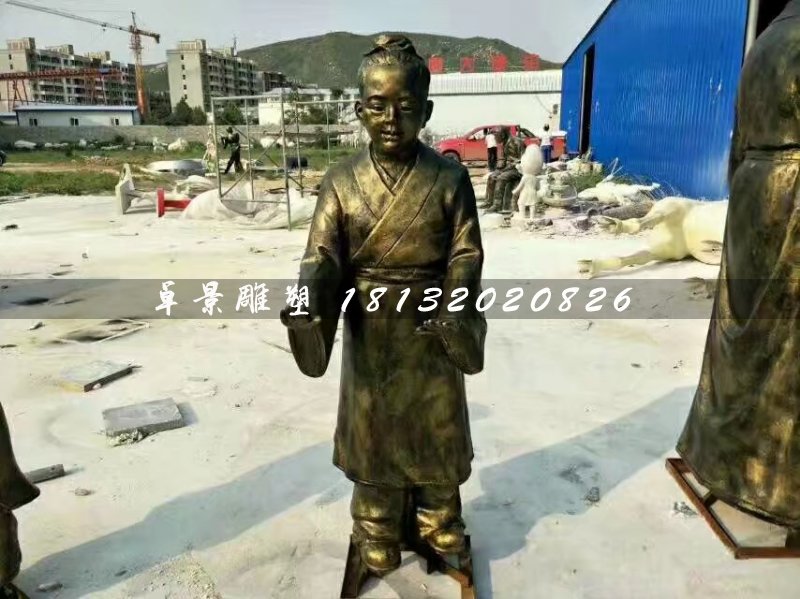 孔融讓梨雕塑,玻璃鋼仿銅人物 (1)