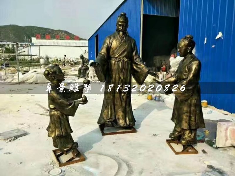 孔融讓梨雕塑,玻璃鋼仿銅人物 (2)