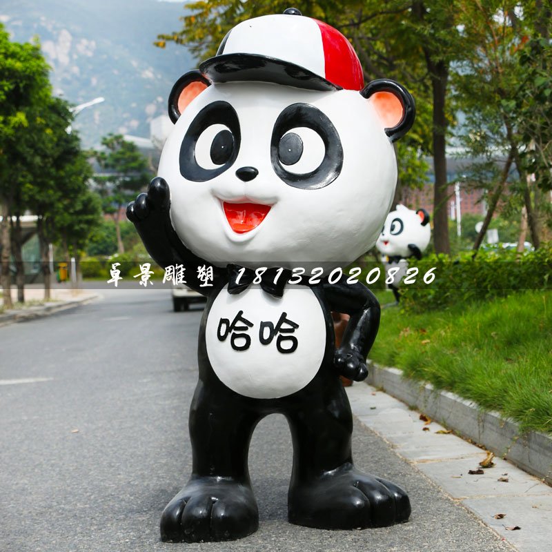 卡通熊貓雕塑,玻璃鋼動物